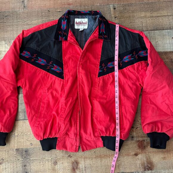 Saddlebrook Western Wear Vintage Southwestern Jacket Red Black Geometric Men’s L - Picture 6 of 9